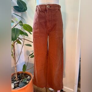Free People Wide Leg Utility Pants in Rust